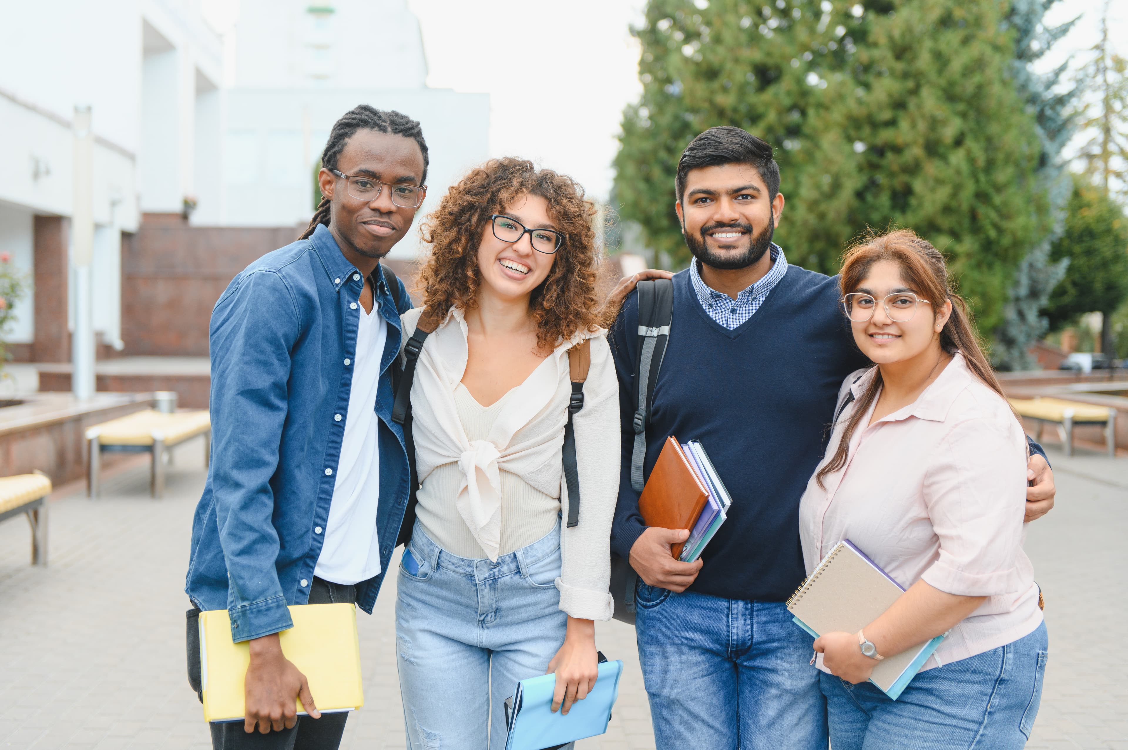 Students outdoors on campus